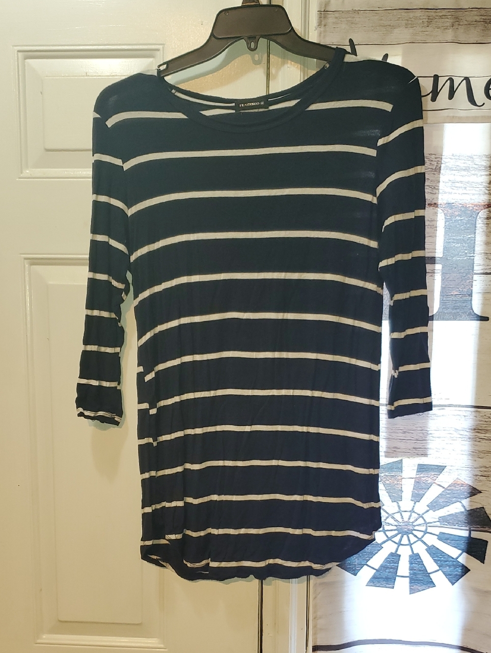 Pleaser Navy and White Striped Long Sleeve Tee